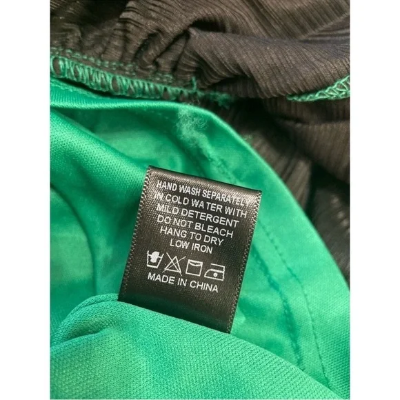 NWT Pomander Place Emerald Crinkle Lurex Midi Dress Size L Holiday Wedding Party - Picture 8 of 9